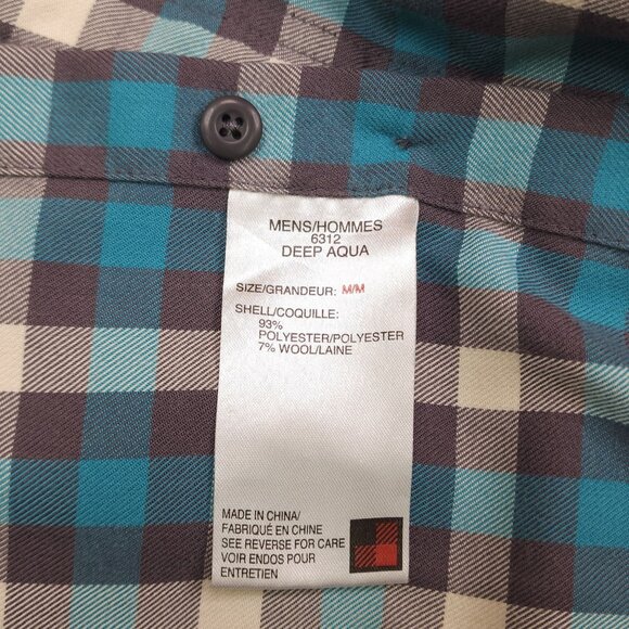 Woolrich Mens Long Sleeve ButtonUp Shirt Aqua Plaid Under Arm Gusset Sleeve Tabs - Picture 7 of 14